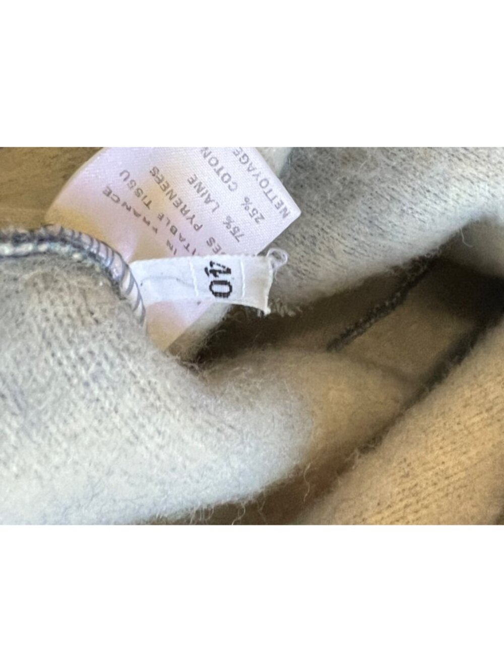 Vintage French Blue Wool Overcoat Cape Cloak Laine 40 8/M - Picture 7 of 11